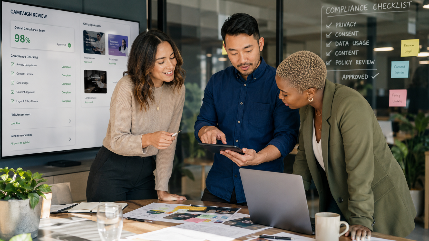 A marketing team looking at performance A marketing team looking at performance